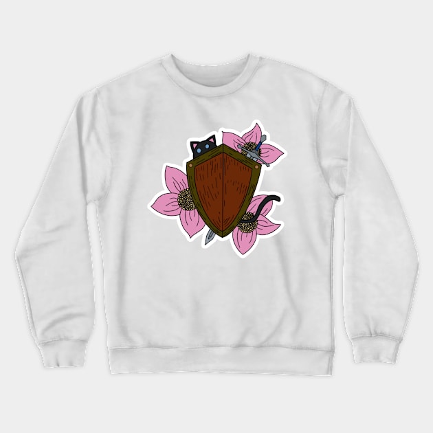 Kitty Sword & Shield Crewneck Sweatshirt by Lucca's Factory